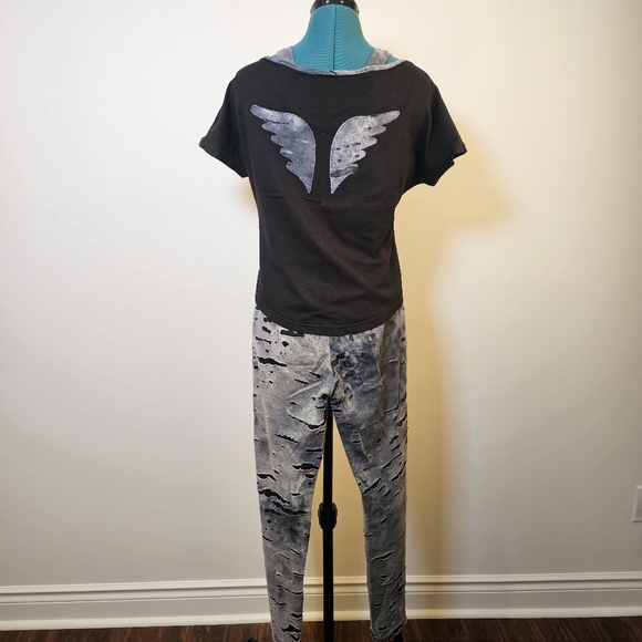 Ghost or dead person black and grey top + tights Halloween costume size M kids - Picture 2 of 5